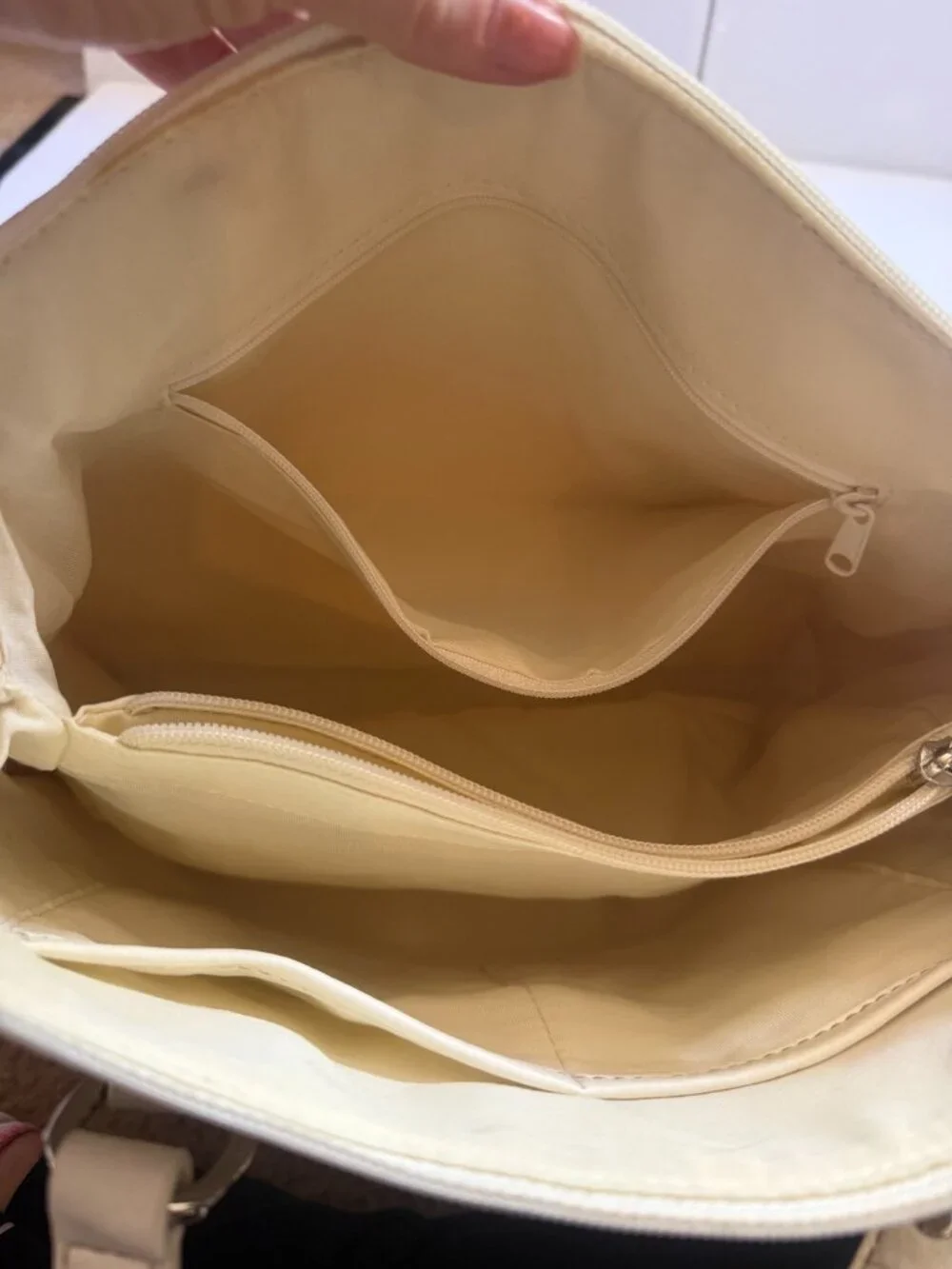 Aigner Monogram Cream Satchel